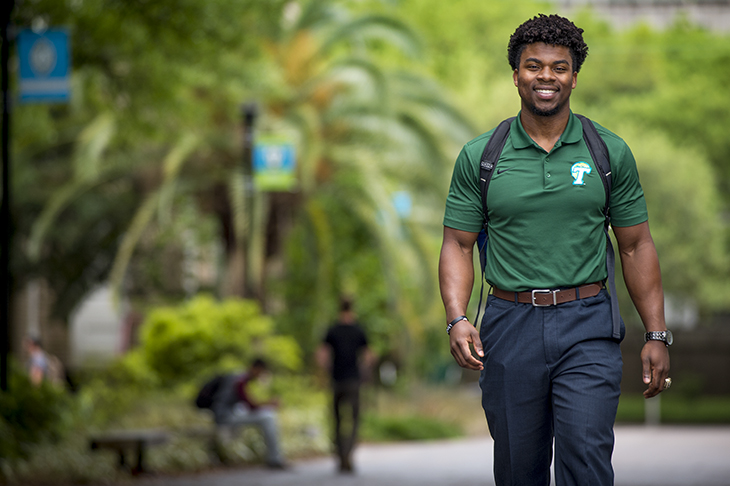 Carlos Wilson, student-athlete, community volunteer and academic leader graduating with two degrees, will represent his class in the Mercedes-Benz Superdome on May 14. (Photo by Paula Burch-Celentano)