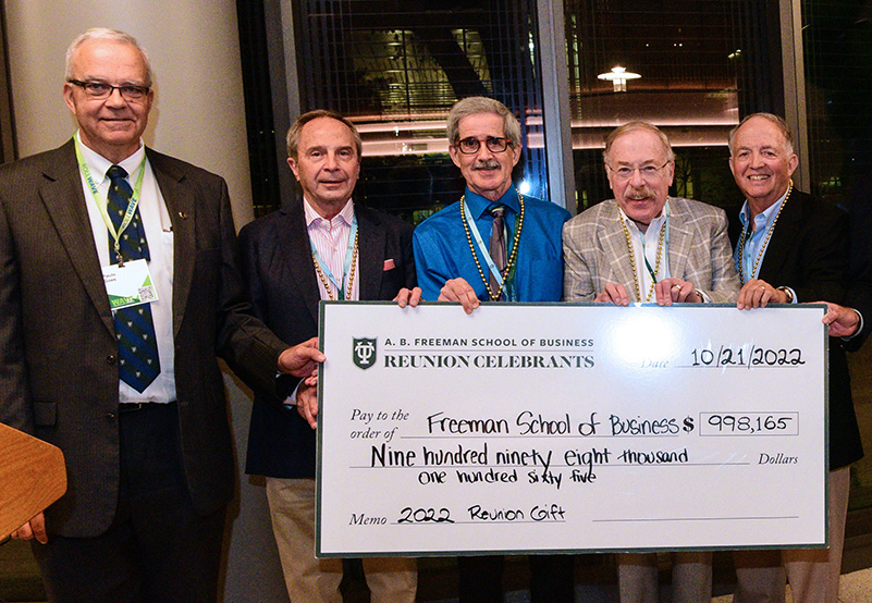 The class of 1972 presents reunion classes gift to Dean Goes