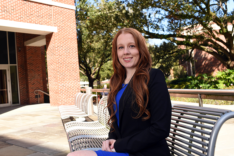 Amanda Heitz pictured outside the Goldring/Woldenberg Business Complex