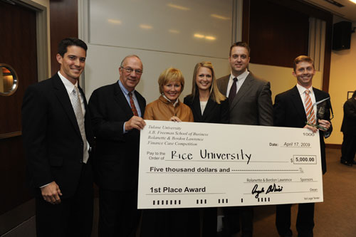 Berdon and Rolanette Lawrence (second and third from left) with members of the Rice University team