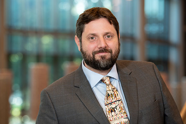 Eric Poche photographed in the Goldring/Woldenberg Business Complex