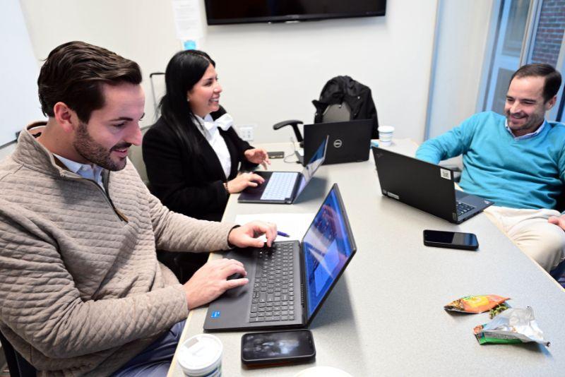 Freeman graduate students working together. 