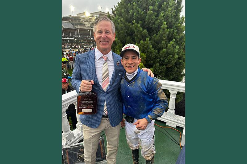 Marshall Farrer with Kentuck Derby winning jockey Junior Alvarado