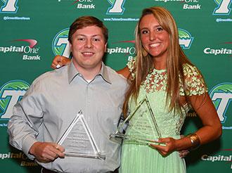 Brandon Schmidt, left, and Jackie Wegner were named the 2015 Tulane Scholar-Athletes of the Year. (Photo courtesy Tulane Athletics.)