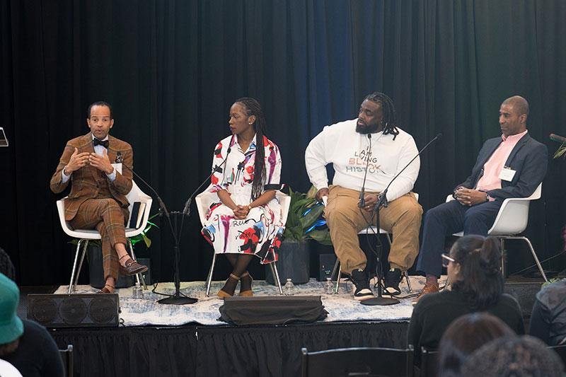 Freeman Black Alumni Friday Panelists Corey Hebert, Trivia Frazier, Russell Ledet and Gary Hoover.