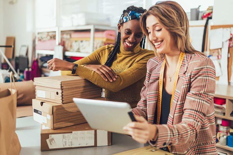 Stock photo of women in business warehouse
