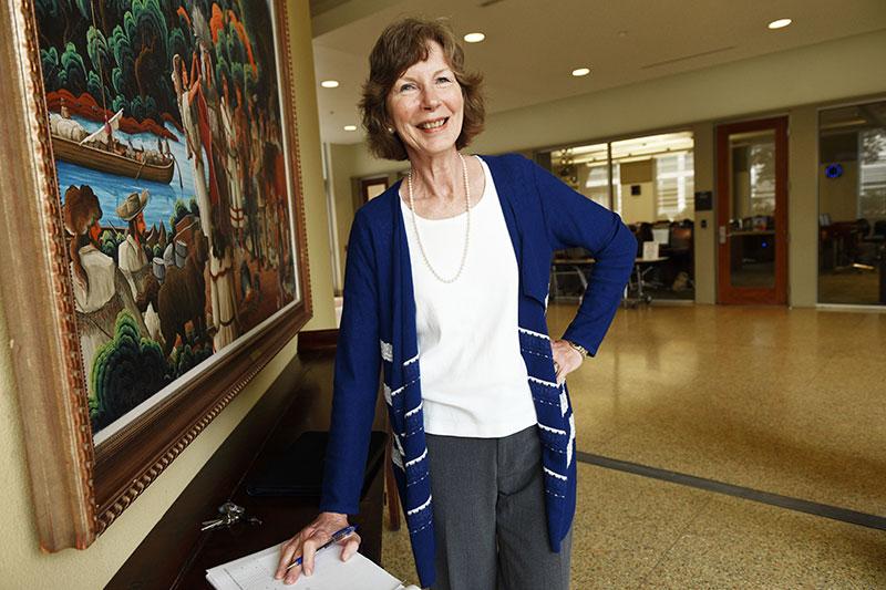 Karen Foust portrait taken in Goldring/Woldenberg Business Complex