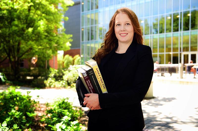 Amanda Heitz photographed outside the Goldring/Woldenberg Business Complex