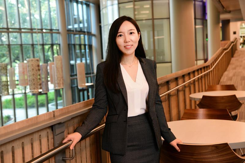 Stephanie Cheng photographed in the Goldring/Woldenberg Business Complex 