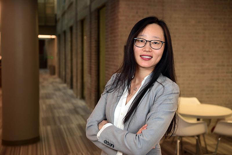 Victoria Li photographed in the Goldring/Woldenberg Business Complex