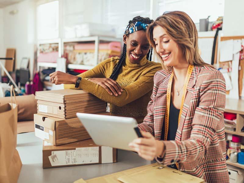 Stock photo of women in business warehouse