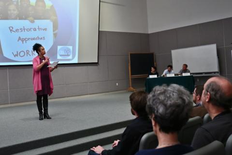A presenter pitches for her project at last year’s PitchNOLA event. This year, 10 New Orleanians will be competing on Jan. 28 for funding for their solutions to challenges in the New Orleans community. (Photo by Guillermo Cabrera-Rojo)
