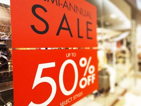 50% off sign in a store