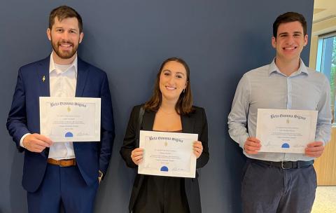 John Cornwell (MME), Rachel Rudner (BSM) and Leo Shohet (BSM) at the reception.