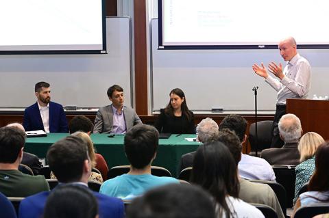 US Deputy Secretary of Energy David Turk delivers a talk in Tulane classroom.