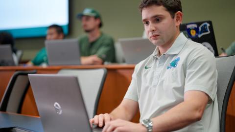 Professional MBA student in class