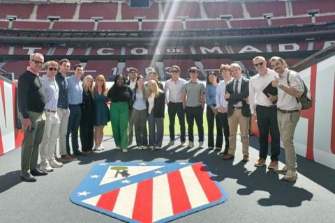 Freeman students at the Atlético de Madrid soccer stadium 