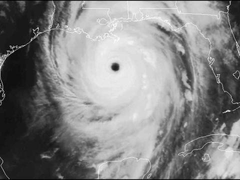 Satellite view of hurricane katrina