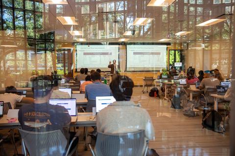 Professor teaching in GWBC classroom