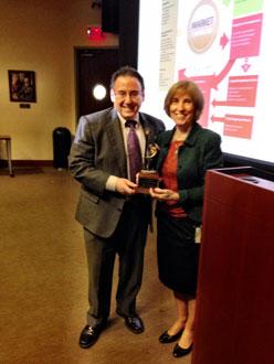 Harvard Professor Lynn Paine, right, spoke to students about leadership as part of the Dean's Lecture Series.