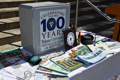 The party featured a ceremony announcing the contents of Freeman School time capsule that will be sealed with instructions to open in 50 years.