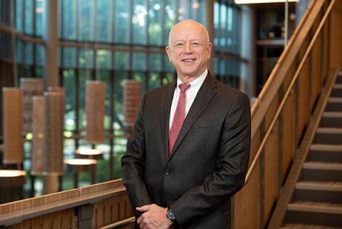 Larry Merington photographed in the Goldring/Woldenberg Business Complex