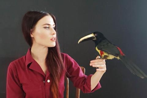 Portrait of Leslie Dalton with stuffed bird