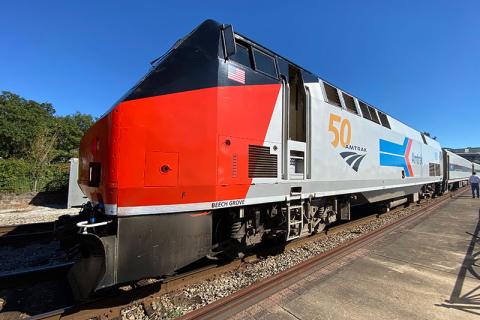 Photo of Amtrak train in Mobile alabama. Photo courtesy Southern Rail Commission.