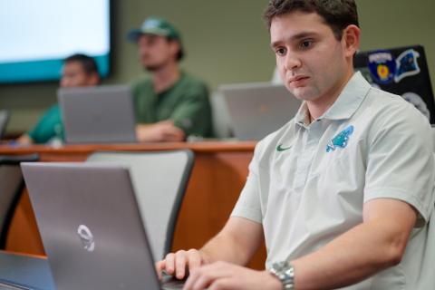 Professional MBA student in class