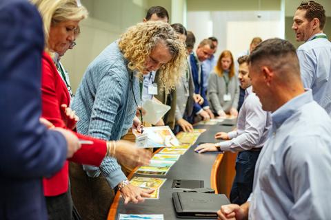 ENFRA employees participate in classroom activity during initial immersive session at the Freeman School.