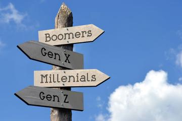 Adobe stock photo showing Generations signpost 