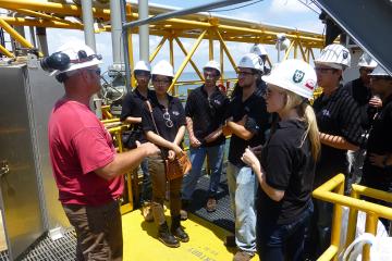 Energy students on trip to oil production platform