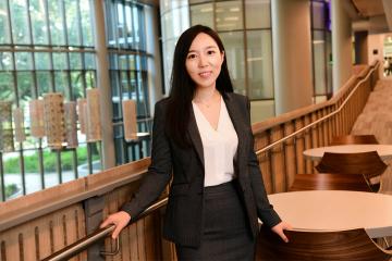 Stephanie Cheng photographed in the Goldring/Woldenberg Business Complex 