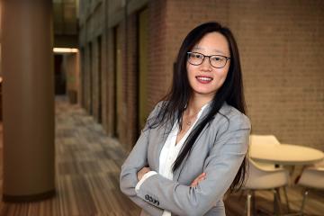 Victoria Li photographed in the Goldring/Woldenberg Business Complex